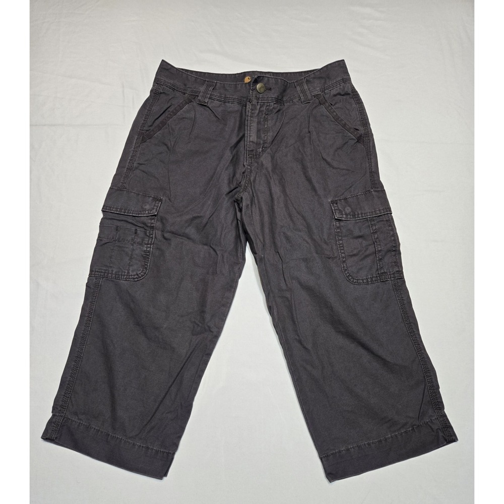Carhartt Relaxed Fit Womens Cropped‎ Pants Gray Cargo Size 6 Pockets Capri